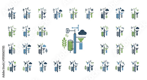 Collection of various eco friendly icons.