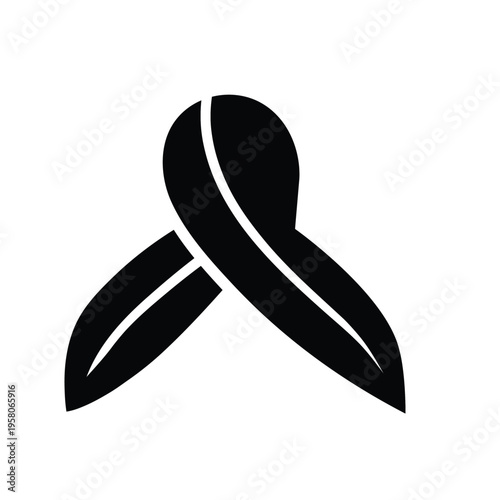 Black awareness ribbon icon for cancer support and research