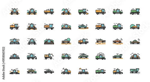 Collection of various cartoon vehicles.