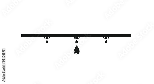 Water droplets falling from a horizontal line.