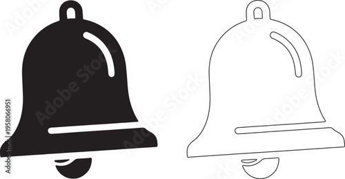 Black and white bell on white background silhouette