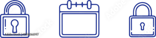 Security and scheduling symbols with lock and calendar icons