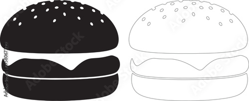 Black and white cheeseburger silhouettes side by side