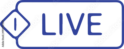 Blue graphic badge indicating a live broadcast or streaming session