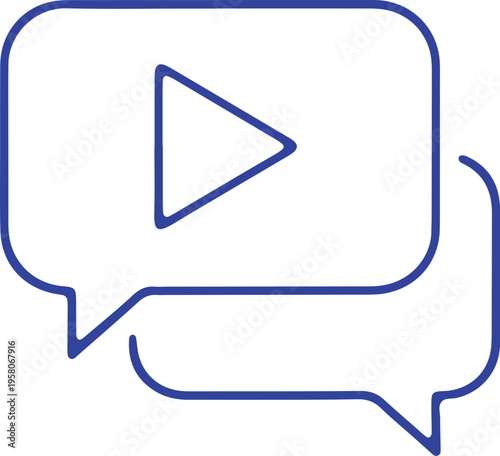 Modern graphic of a video play button inside a speech bubble conversation icon
