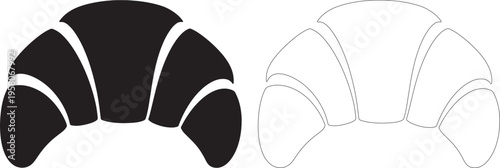 Black and white croissant pastry silhouettes food baking