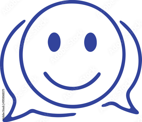 Smiling speech bubble character with a friendly and approachable expression