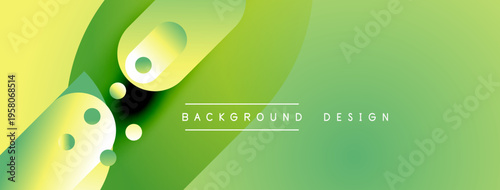 Abstract gradient background. Yellow, green hues blend smoothly. Bubbles add dynamic visual interest. Modern design element.