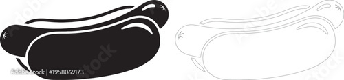 Black and white hot dog silhouette hotdog sausage food