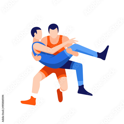 Wrestling Throw Technique Illustration