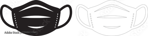 Black and white medical face mask silhouettes protection