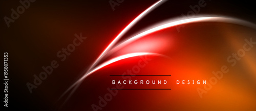 Abstract background features vibrant orange, red gradients. Smooth lines create dynamic, modern visual effect. Text reads background design.