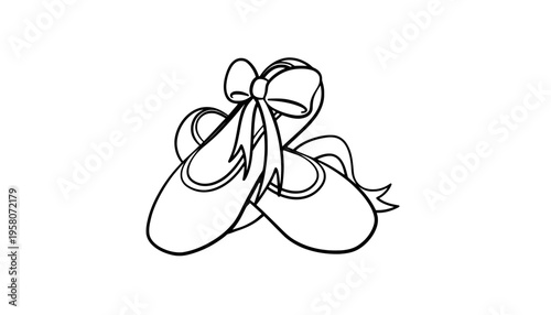 A pair of pink ballet shoes with a bow on a white background