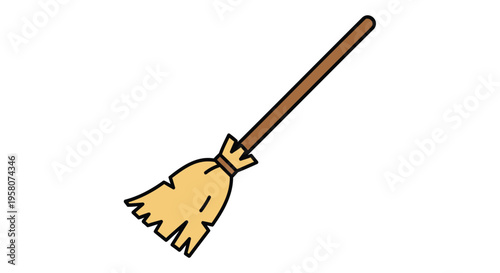Vector illustration of a single broom
