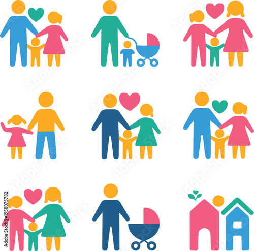Of diverse people holding hearts and in bright colors heart shapes colorful family couple des