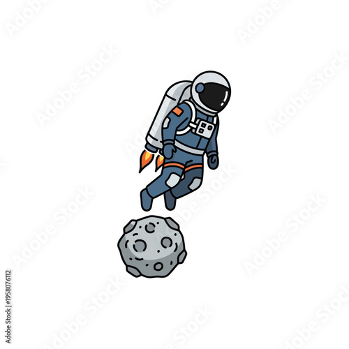Astronaut in Space Suit Floating.