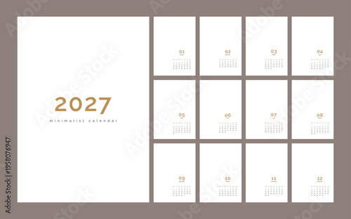 Fotografie Minimalist Calendar template for 2027 year
