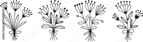 bouquet vector illustration floral arrangements with ribbon bow