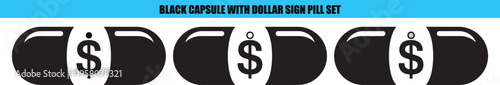 Black capsule with dollar sign pill