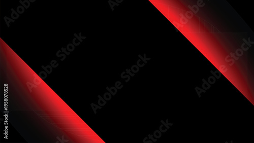 Modern black and red abstract background with glowing metallic light effects