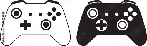 controller flat gamepad silhouette black white pair