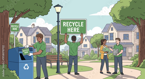 Diverse group of people actively participating in recycling efforts.