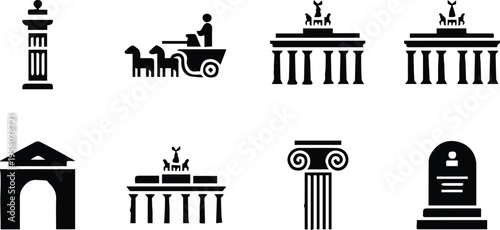 architecture column chariot brandenburg gate triumphal arch icons
