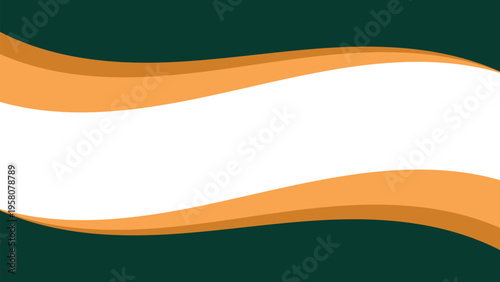 Modern professional corporate wave background with green and orange abstract curved shapes