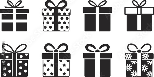 gift box patterns monochrome wrapped box icons for design