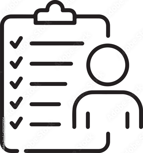 checklist clipboard symbol with person silhouette and tick marks