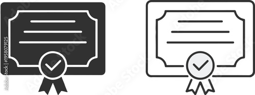 certificate icon set diploma seal badge vector flat outline