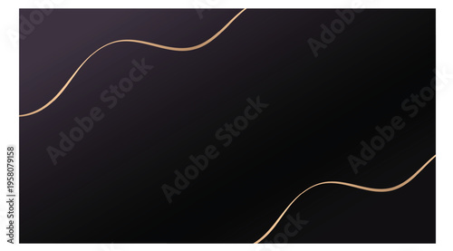 Luxury dark premium abstract background with elegant golden wavy lines and sophisticated black gradient textures