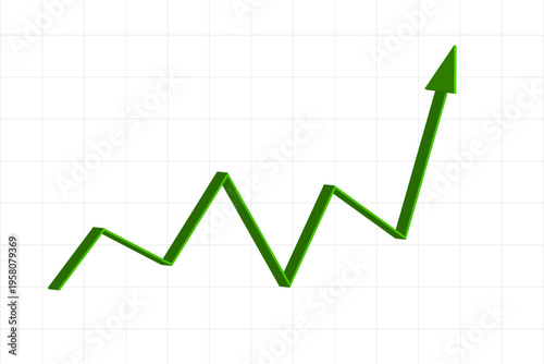 Green Arrow Rising Chart with Financial Growth Concept Vector Illustration