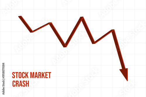 Stock Market Crash Concept with Falling Red Arrow Graph Vector Design