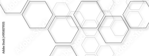 Vector Abstract design of hexagon shapes showcases clean lines and technological themes and cellular structures interlace with depth and innovation and geometric compositions.