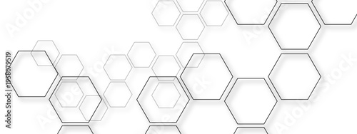 Vector Abstract Hexagon Network Pattern Displaying Connection and Technology. Structure and digital design, futuristic aesthetic, and intricate geometric composition with light and shadow