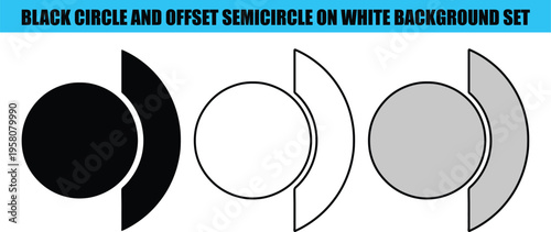 Black gray and outline circle and semicircle shapes