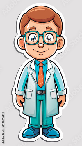 Friendly cartoon doctor ready for use.