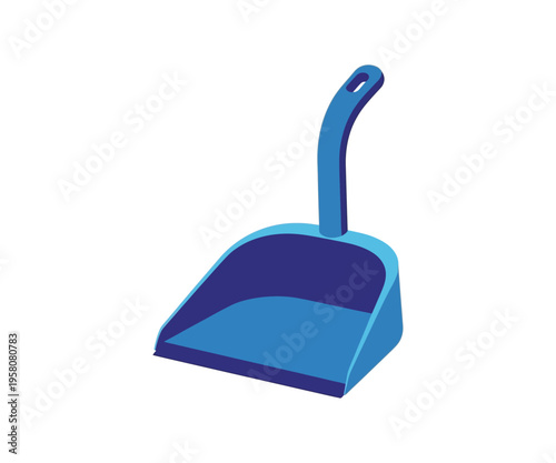 Blue plastic dustpan with handle cleaning
