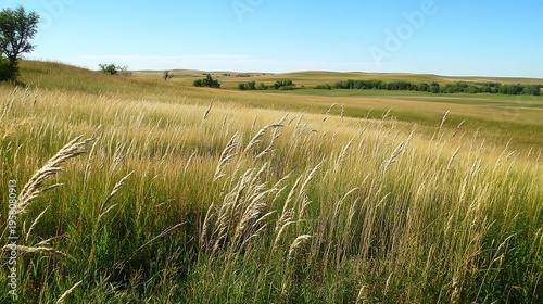 wind of tall grass swaying in the field