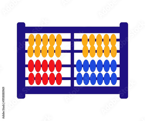 Colorful abacus with red blue and yellow beads