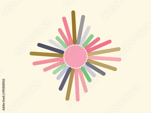 Abstract Colorful Geometric Flower Petal Design