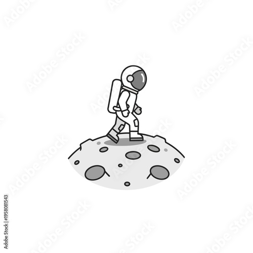 Astronaut on the Moon Surface Exploring.