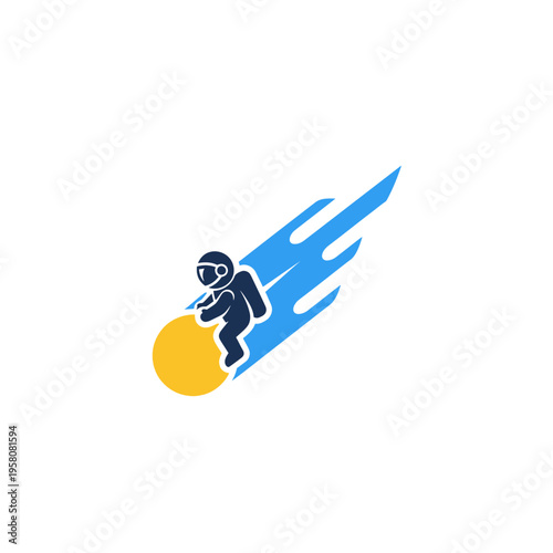 Astronaut Riding Yellow Comet Ball.