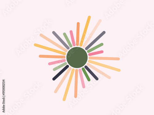 Abstract Colorful Radial Burst Geometric Design