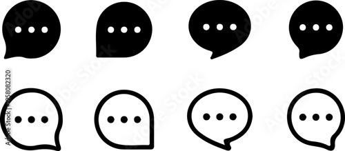 Set of Chat Message Bubbles Vector Icon. Communication icons. Talk bubble, dialog. Web icon set. Online communication. Conversation, SMS, Notification, Group Chat. Chatting icons in different styles