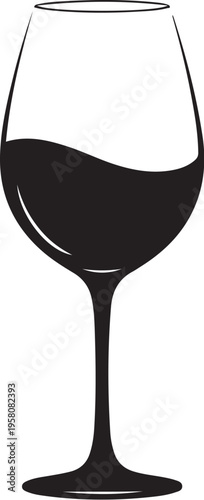 Vector illustration of a wine glass with red wine