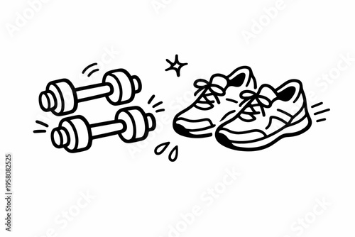 Workout essentials: dumbbells and sneakers for fitness enthusiasts