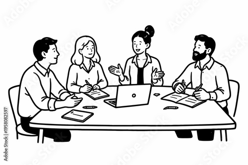 Diverse team collaboration: caucasian and hispanic adults engaged in office meeting