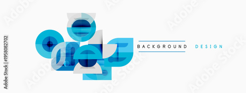 Abstract blue shapes overlap, creating modern design. Light background enhances visual impact, simple yet dynamic composition.